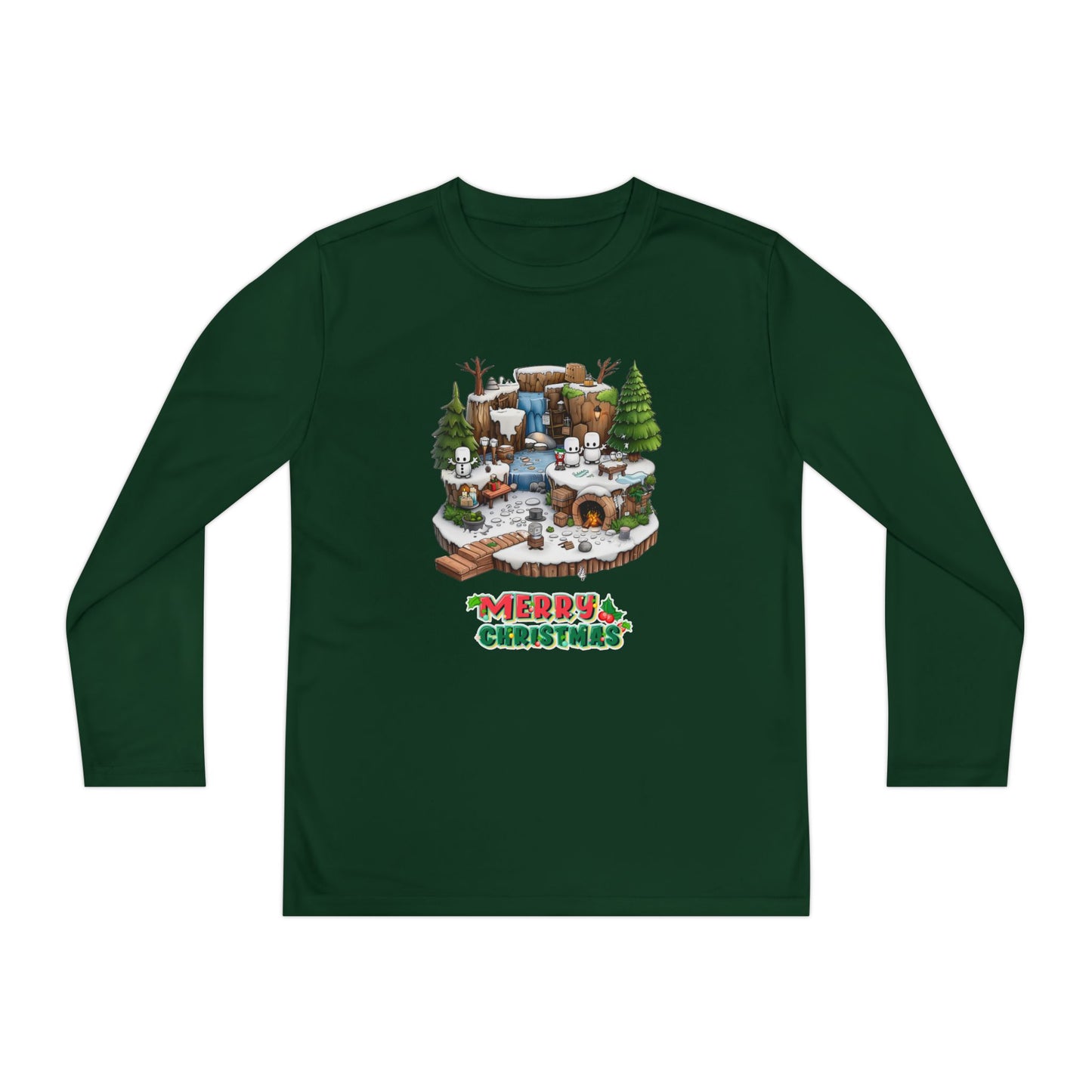 Merry Christmas Mine-craft Youth Long Sleeve Competitor Tee