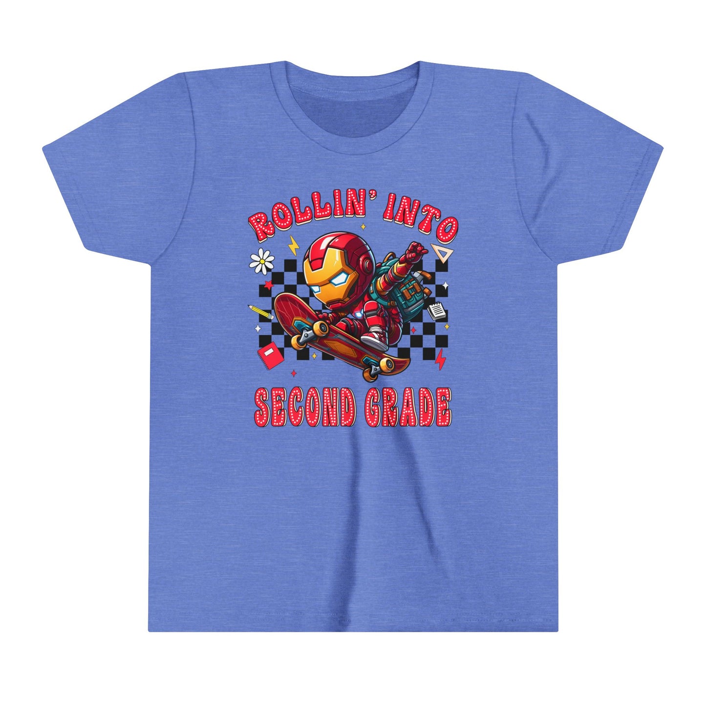 IRON MAN - Rollin' Into 2nd Grade Youth Short Sleeve Tee