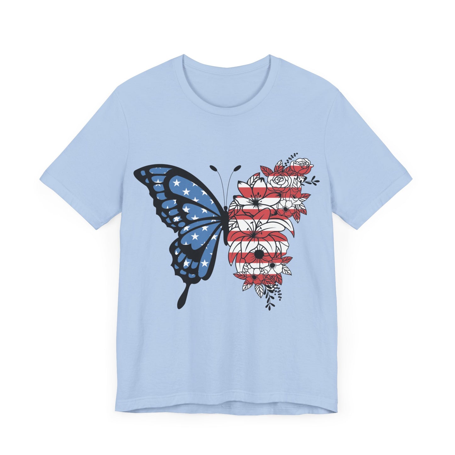 Red, White & Butterfly Jersey Short Sleeve Tee