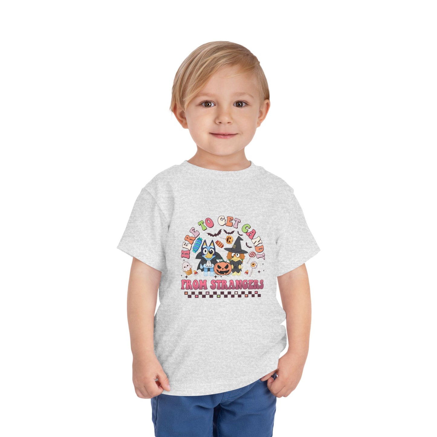 Here to get Candy from Strangers Toddler Short Sleeve Tee