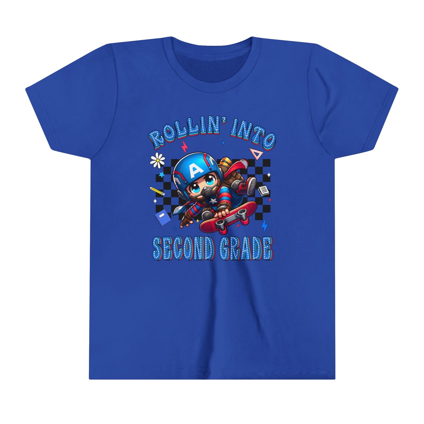 CAPTAIN AMERICA - Rollin' Into 2nd Grade Youth Short Sleeve Tee