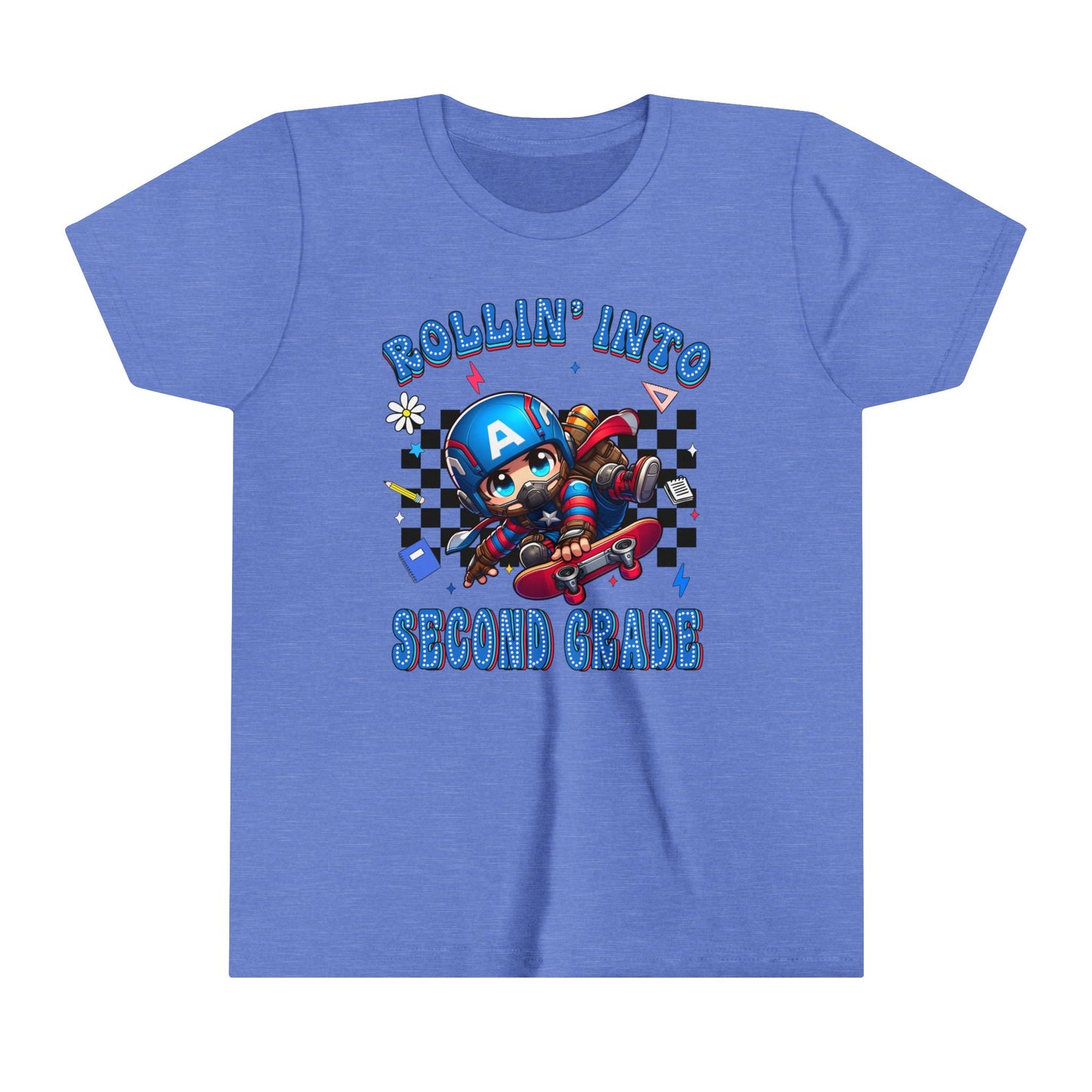 CAPTAIN AMERICA - Rollin' Into 2nd Grade Youth Short Sleeve Tee