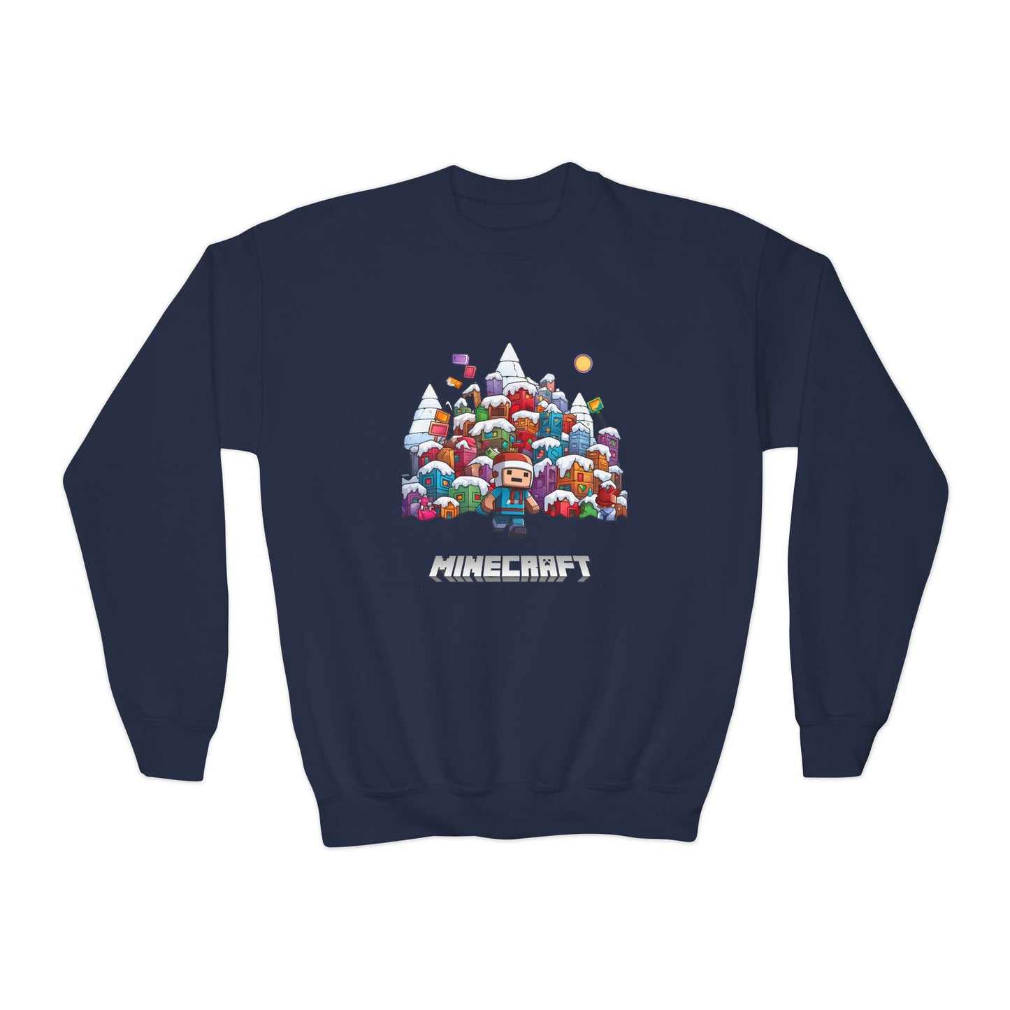 Christmas Mine-craft Youth Crewneck Sweatshirt