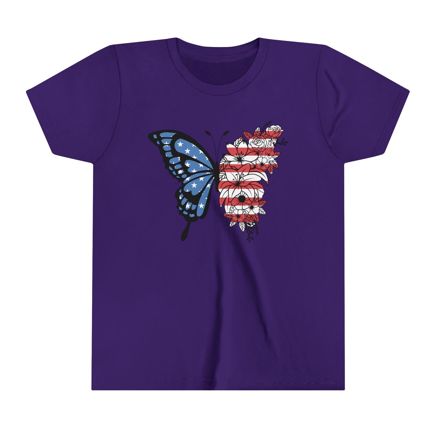 Butterfly American Flag Youth Short Sleeve Tee