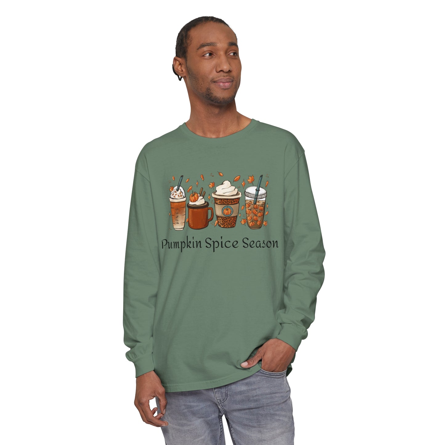 Pumpkin Spice Season Garment-dyed Long Sleeve T-Shirt