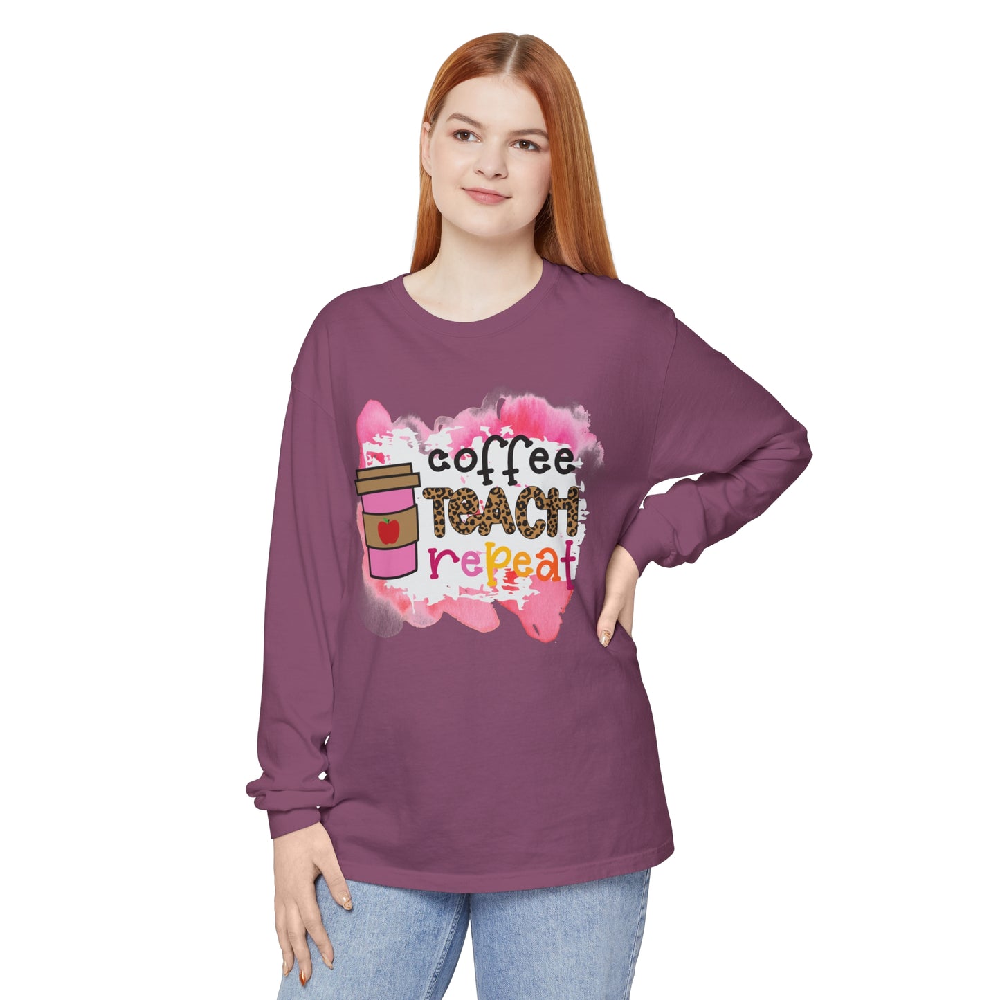 Coffee Teach Repeat Long Sleeve T-Shirt
