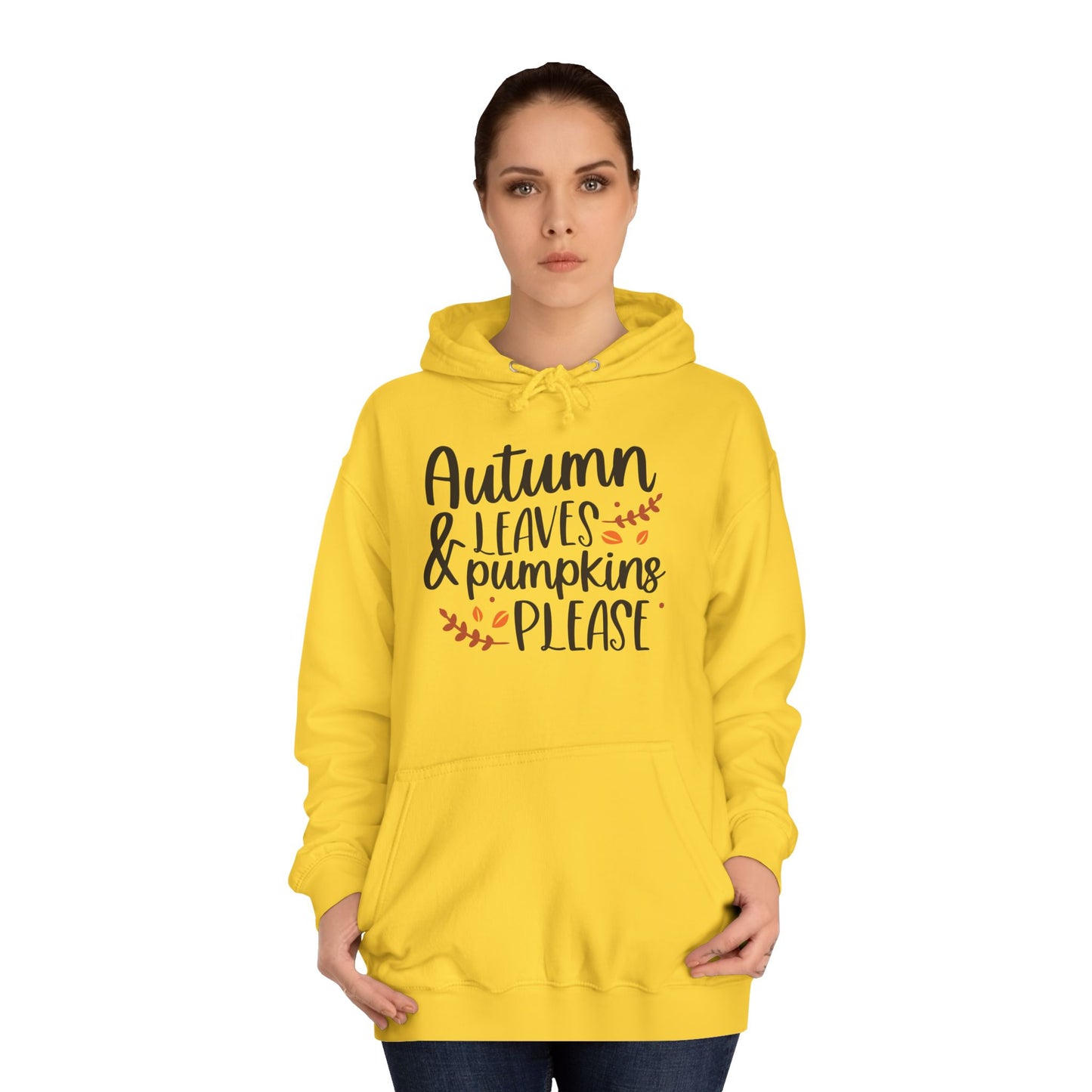 Autumn Leaves & Pumpkins Please Unisex College Hoodie