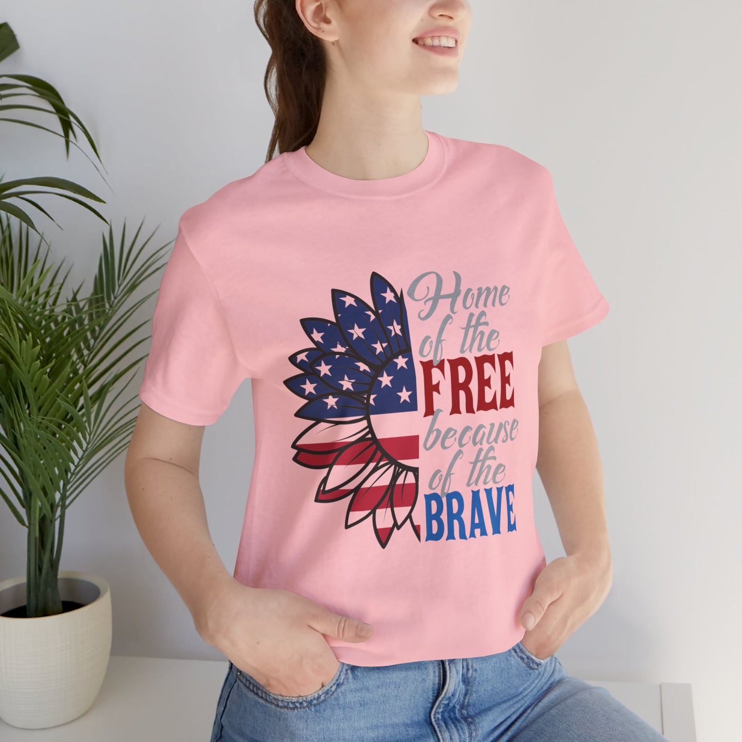 Home of the Free Because of the Brave Jersey Short Sleeve Tee