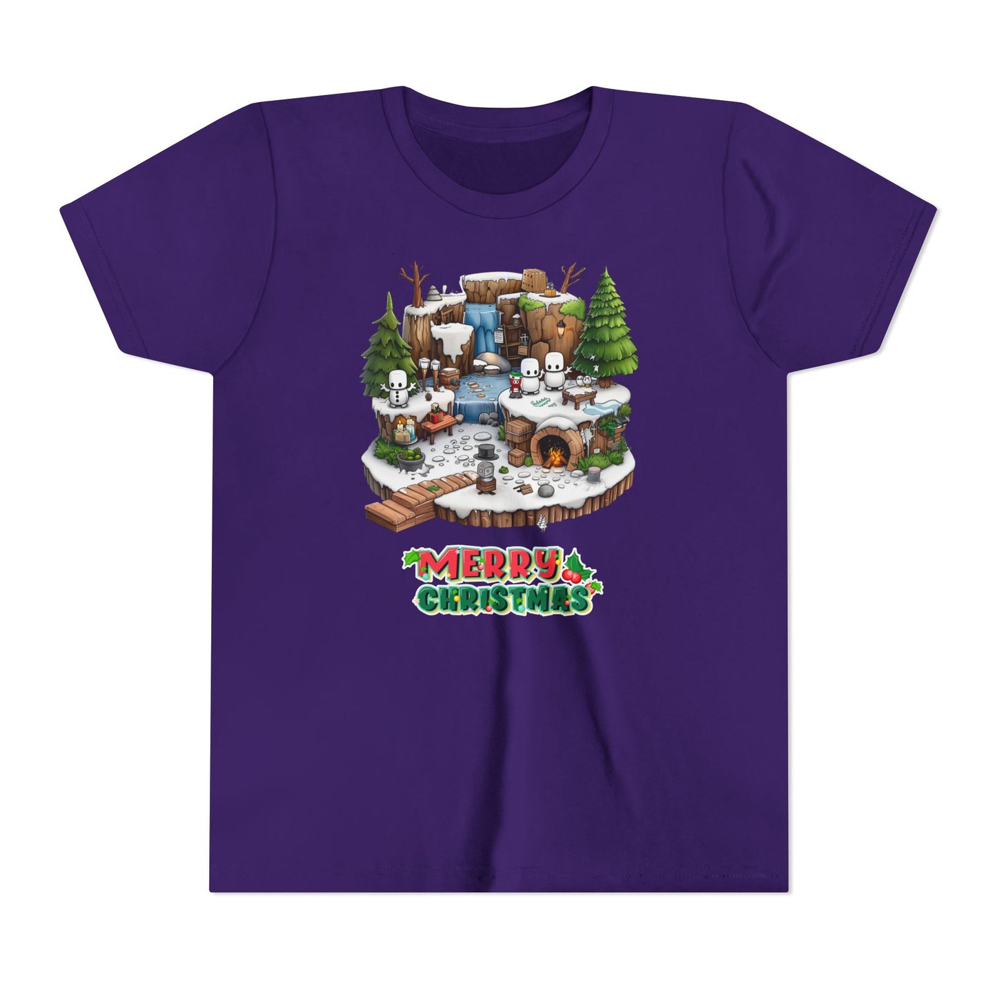Merry Christmas Mine-craft Youth Short Sleeve Tee