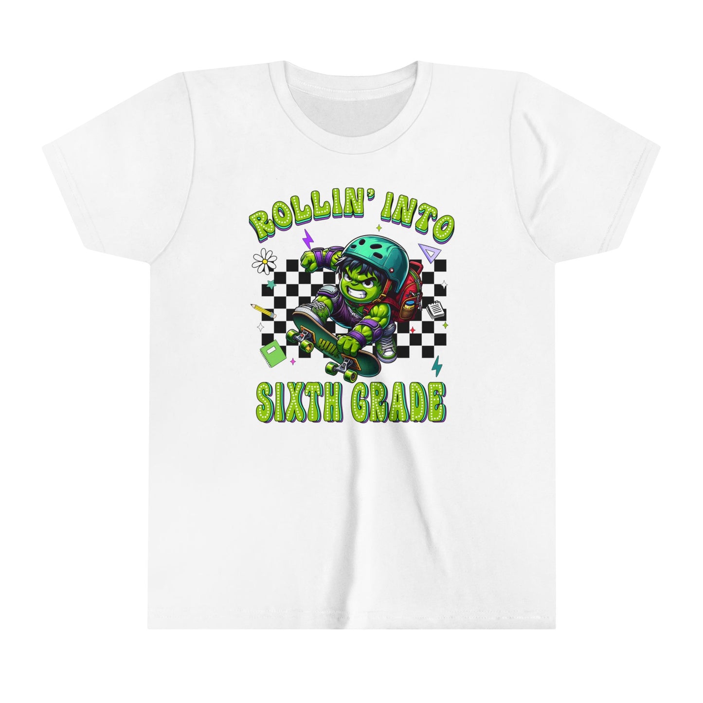 HULK - Rollin' Into 6th Grade Youth Short Sleeve Tee