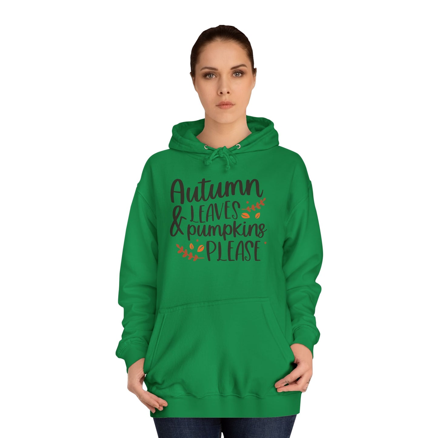 Autumn Leaves & Pumpkins Please Unisex College Hoodie