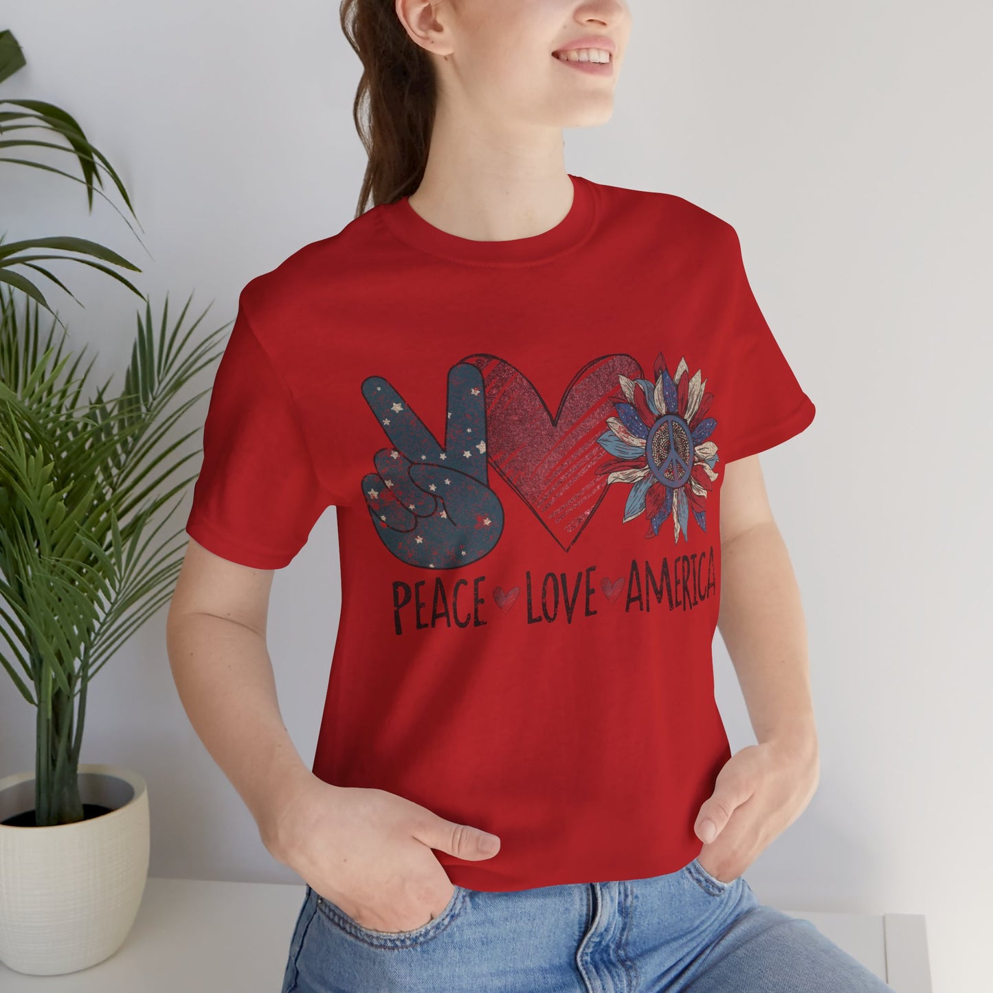Peace Love America Jersey Short Sleeve Tee