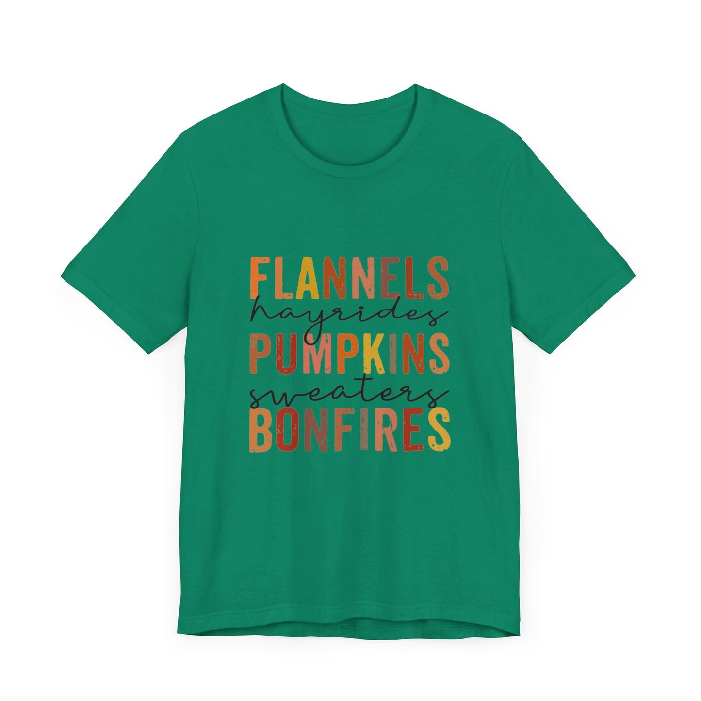 Flannels, Hayrides, Pumpkins, Sweaters, Bonfires Jersey Short Sleeve Tee
