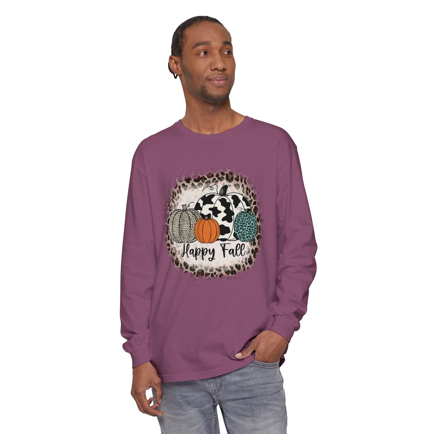 Happy Fall Garment-dyed Long Sleeve T-Shirt