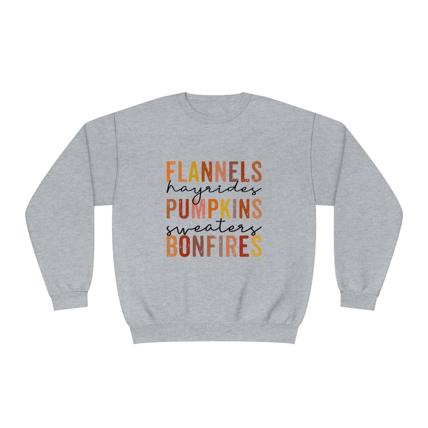 Flannels, Hayrides, Pumpkins, Sweaters, Bonfires Crewneck Sweatshirt