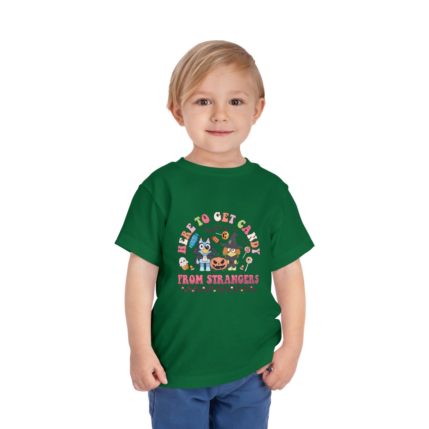 Here to get Candy from Strangers Toddler Short Sleeve Tee