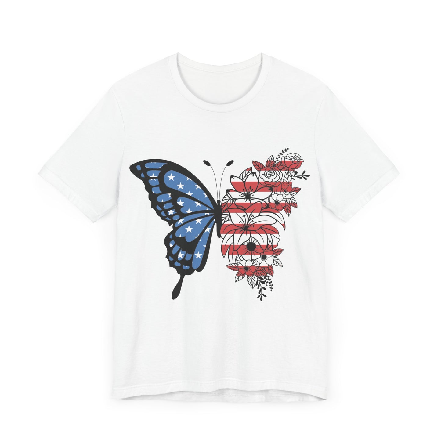 Red, White & Butterfly Jersey Short Sleeve Tee