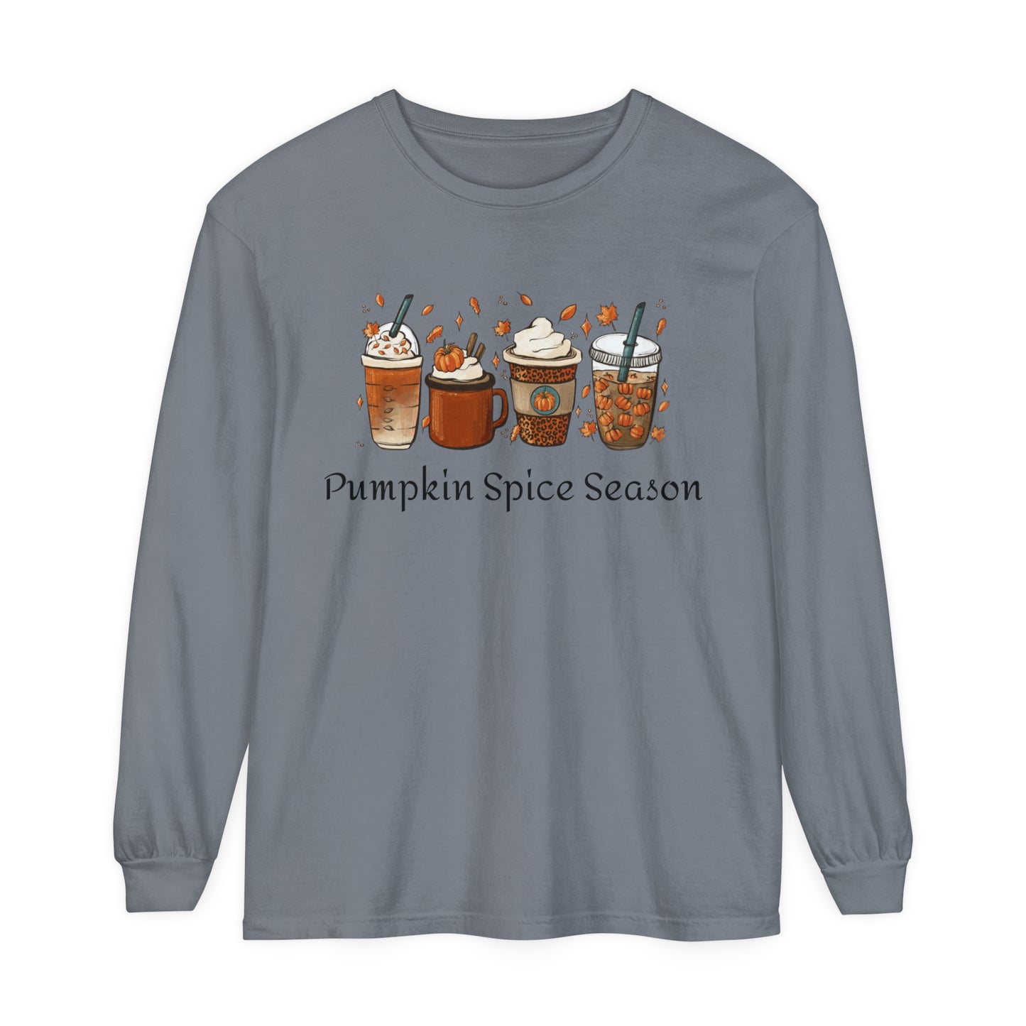Pumpkin Spice Season Garment-dyed Long Sleeve T-Shirt