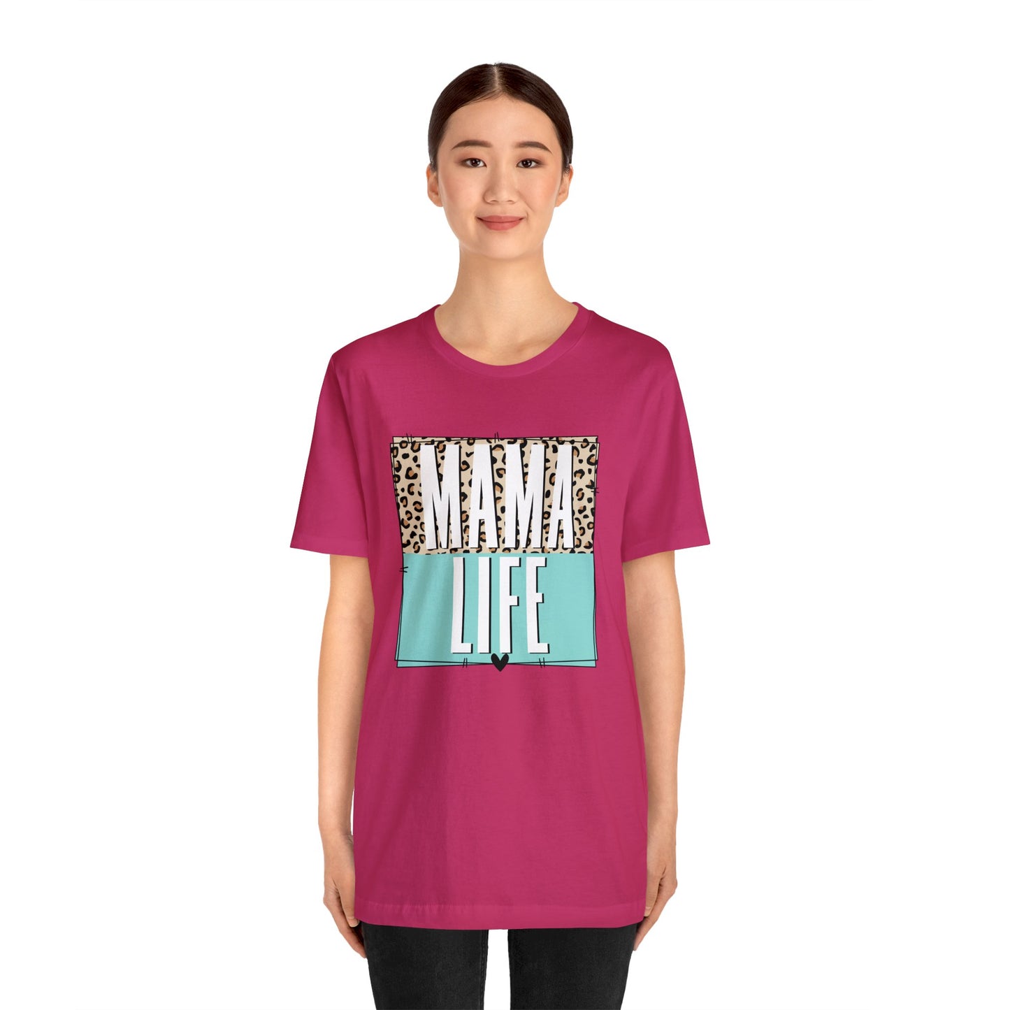 Mama life Leopard print short sleeve tshirt
