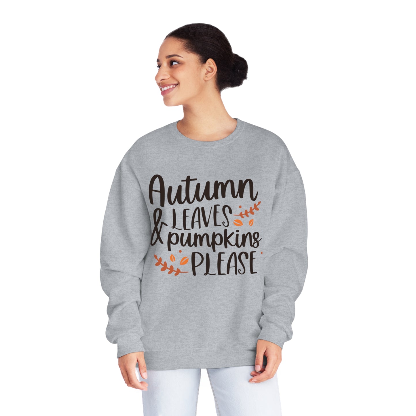 Autumn Leaves & Pumpkins Please Crewneck Sweatshirt