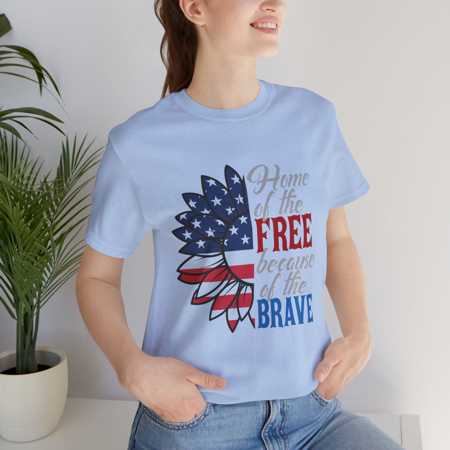 Home of the Free Because of the Brave Jersey Short Sleeve Tee