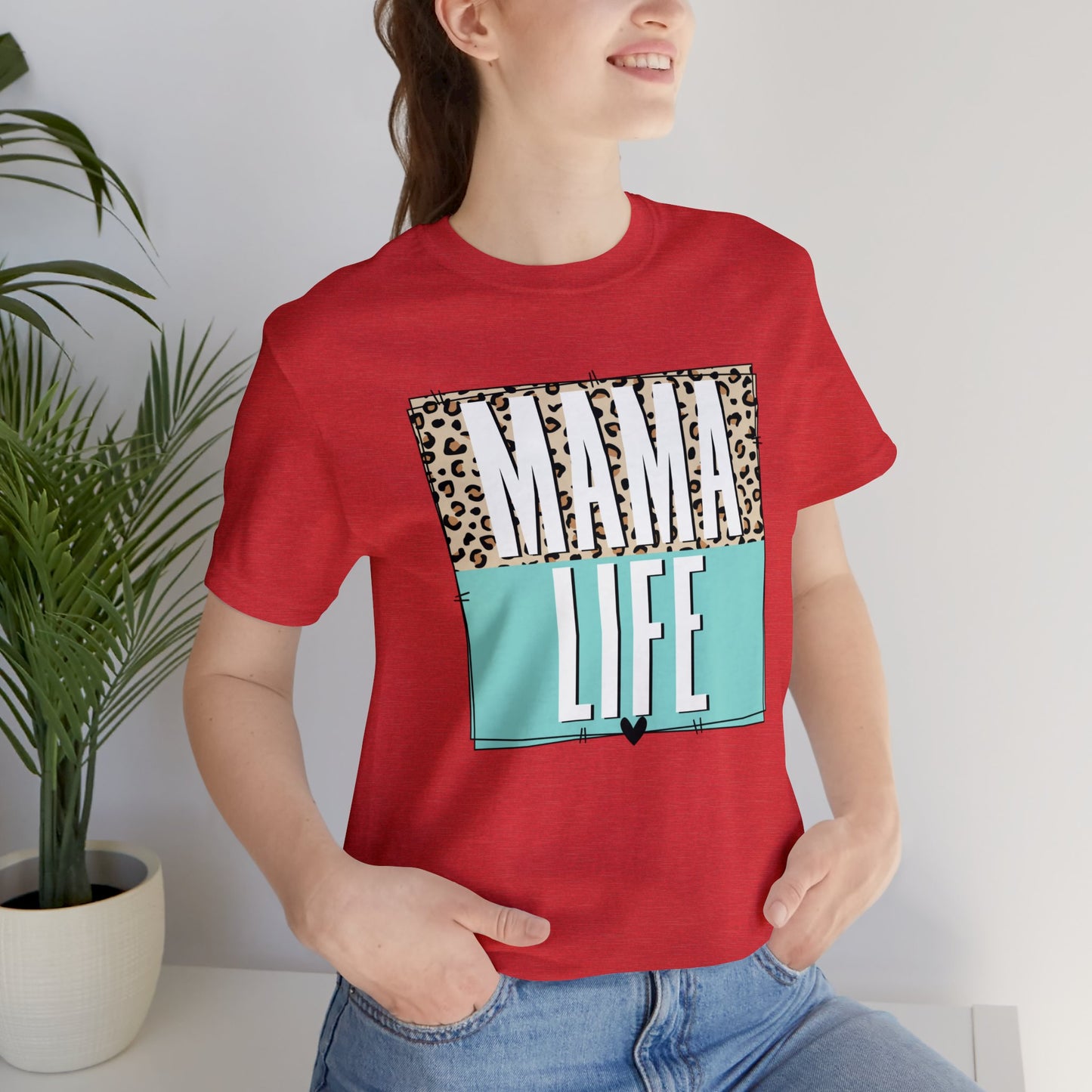 Mama life Leopard print short sleeve tshirt