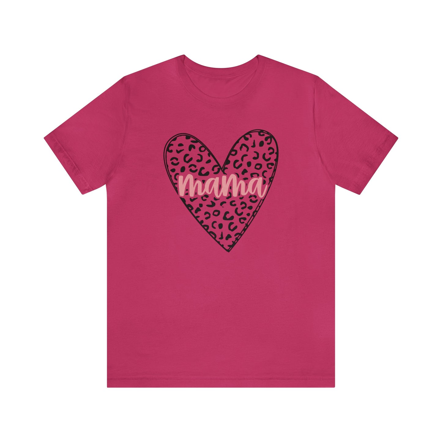 Mama Leopard print heart short sleeve tshirt