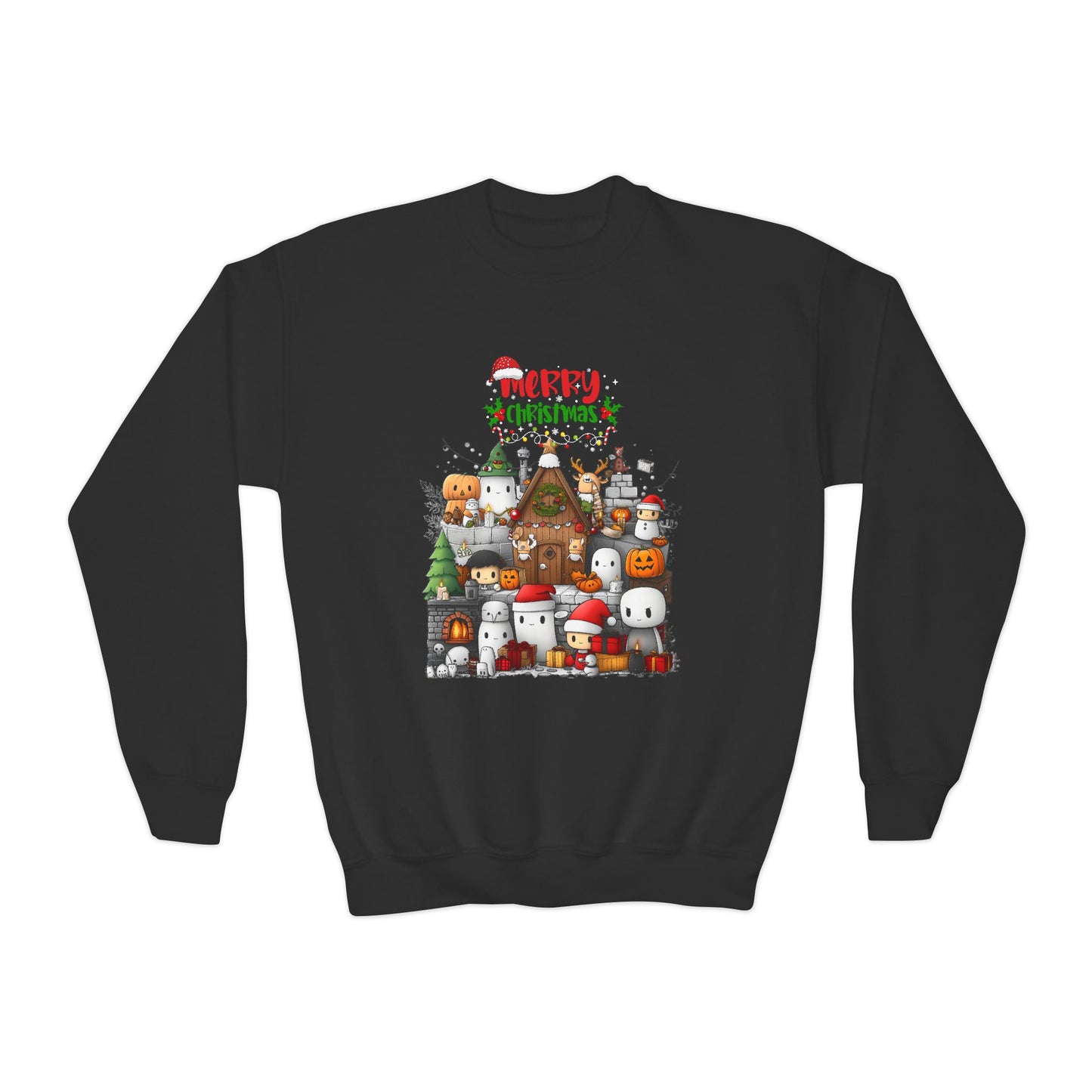 Merry Mine-craft Christmas Youth Crewneck Sweatshirt