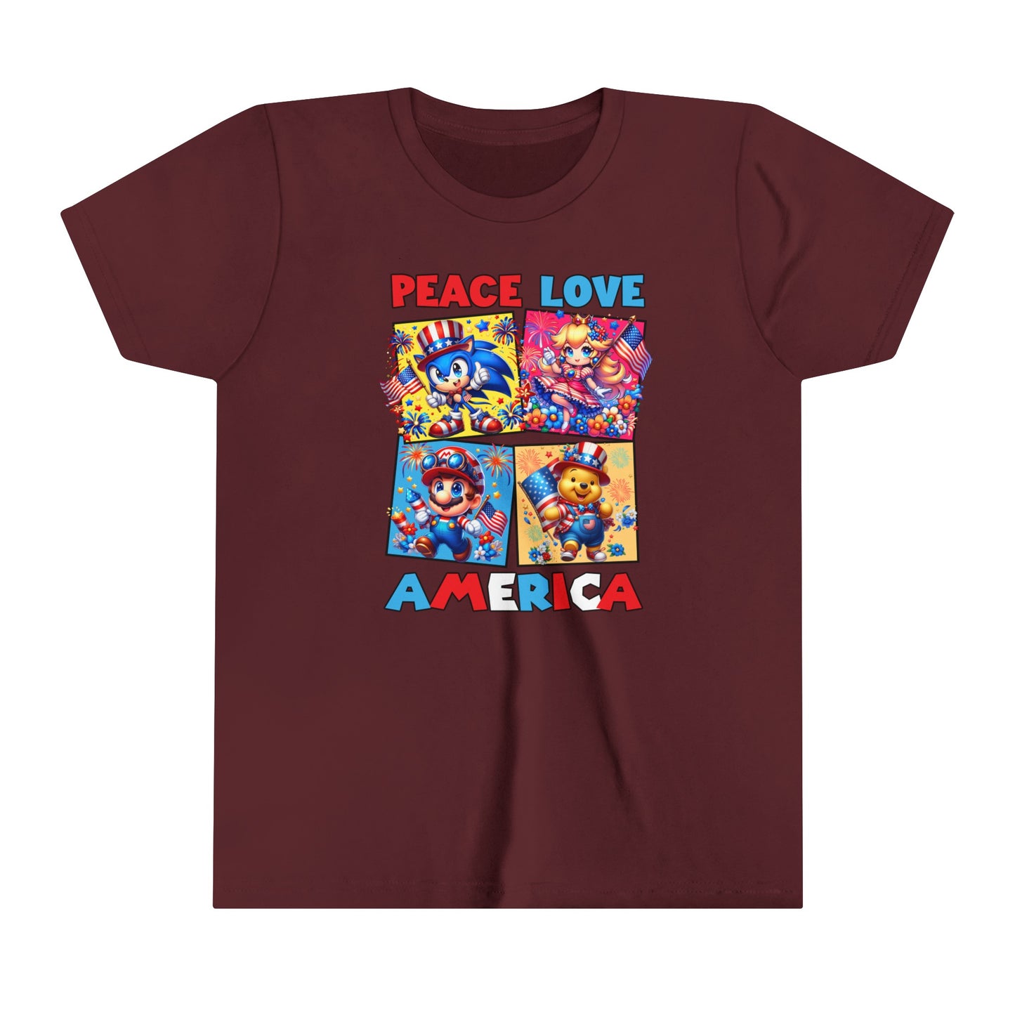 Peace Love America Youth Short Sleeve Tee