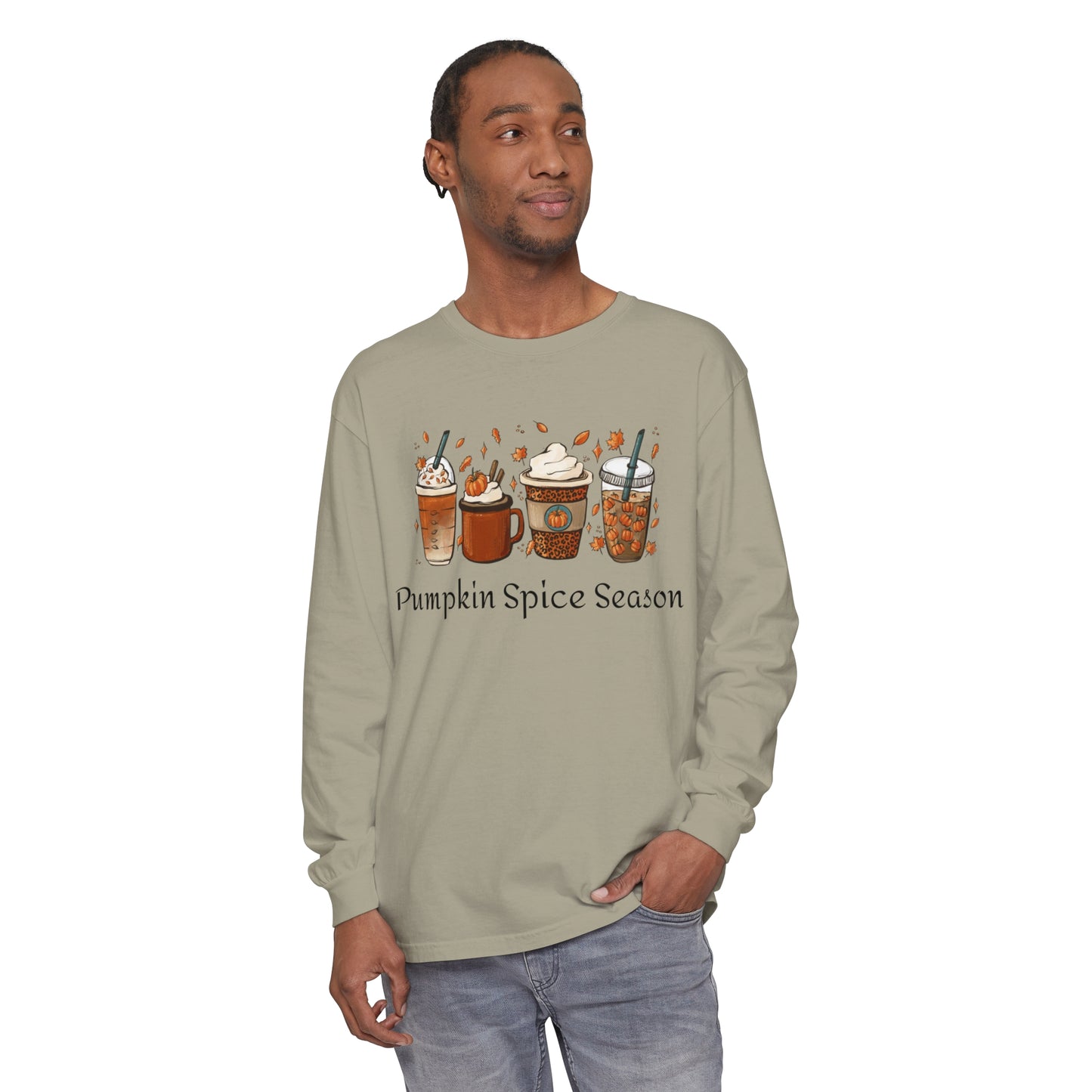 Pumpkin Spice Season Garment-dyed Long Sleeve T-Shirt