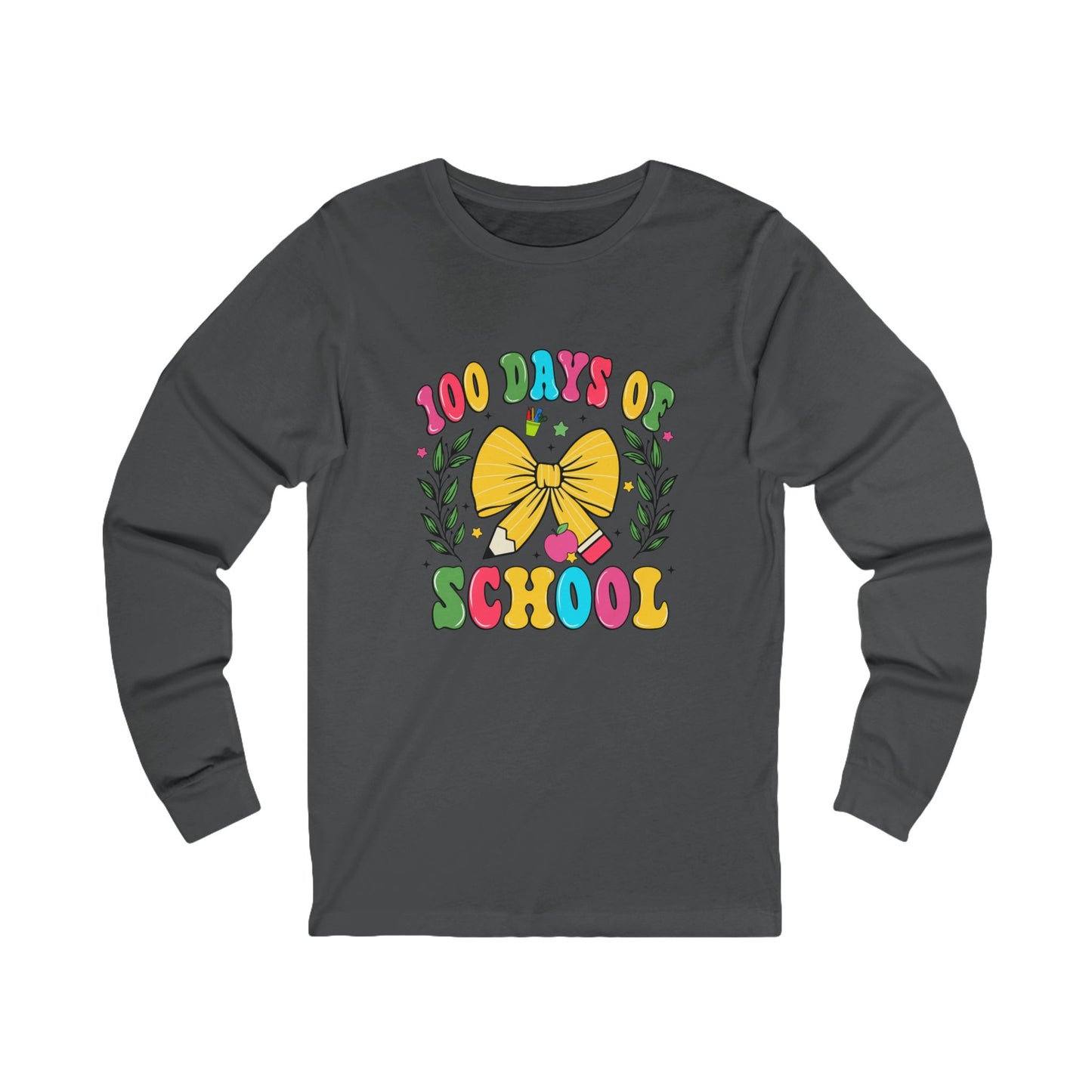 100 days of school Jersey Long Sleeve Tee