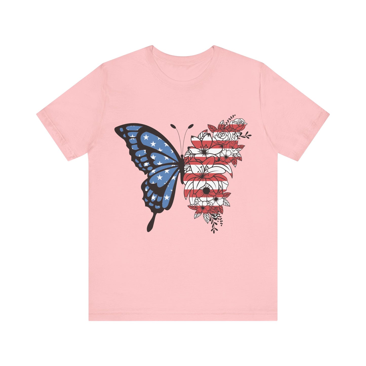 Red, White & Butterfly Jersey Short Sleeve Tee