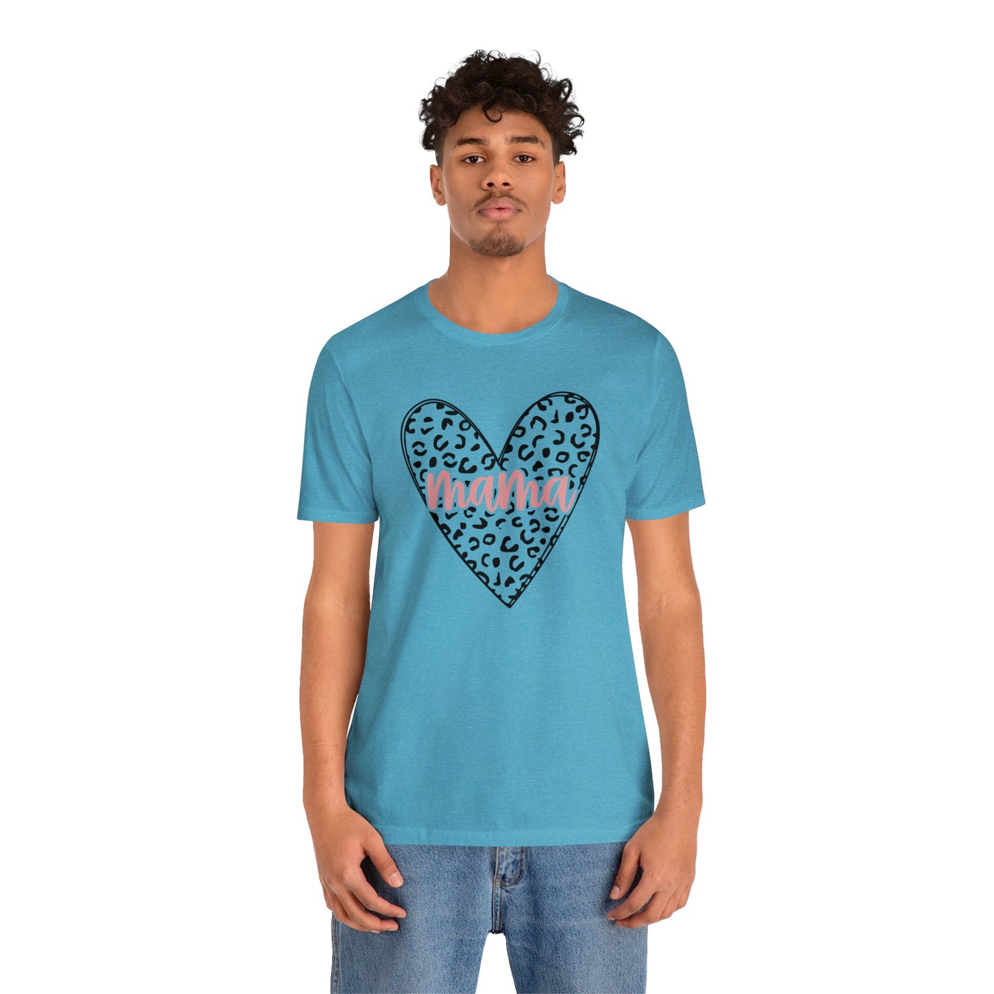 Mama Leopard print heart short sleeve tshirt