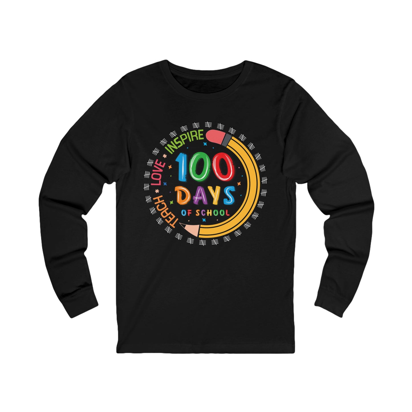 100 days Teach - Love - Inspire Jersey Long Sleeve Tee
