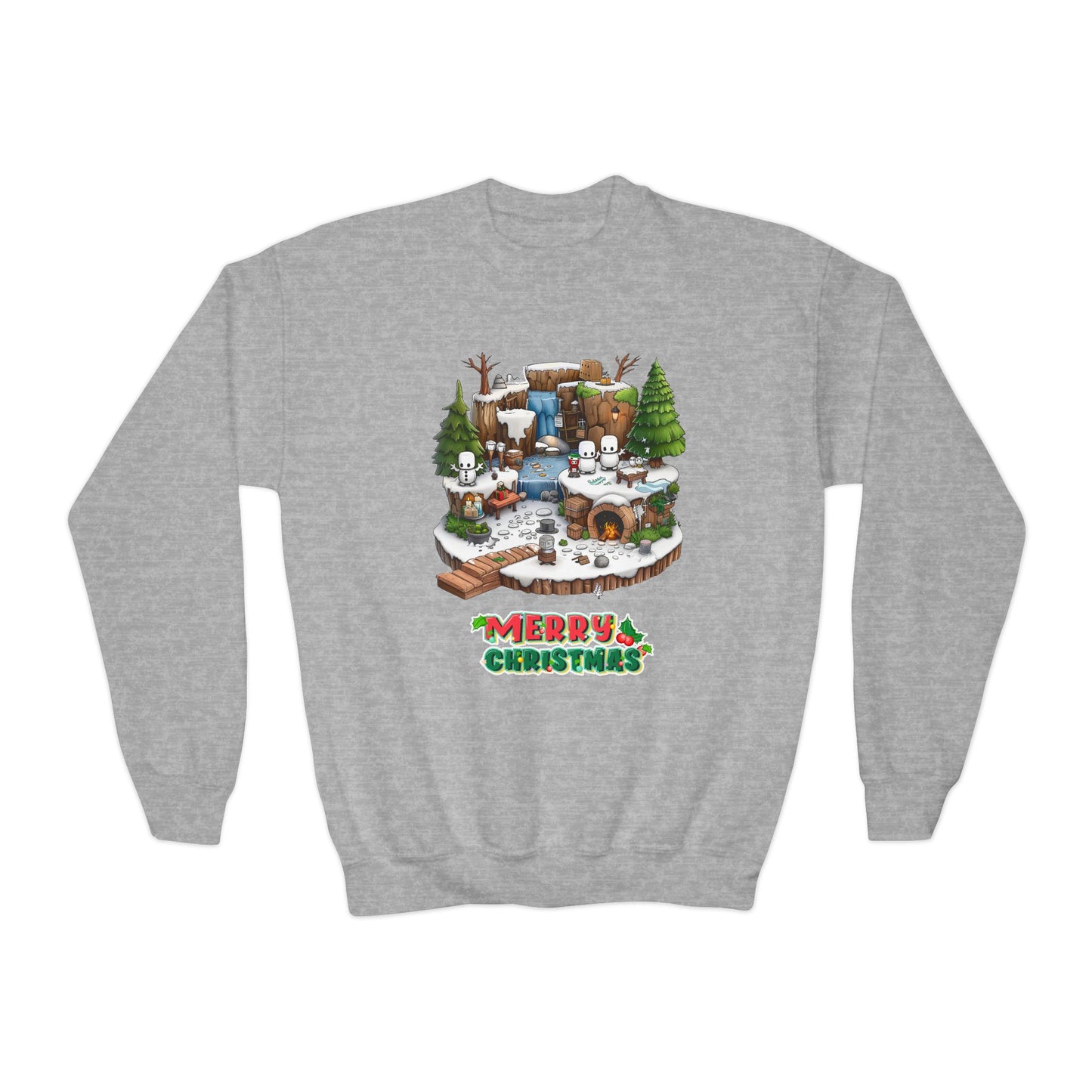 Merry Christmas Mine-craft Youth Crewneck Sweatshirt