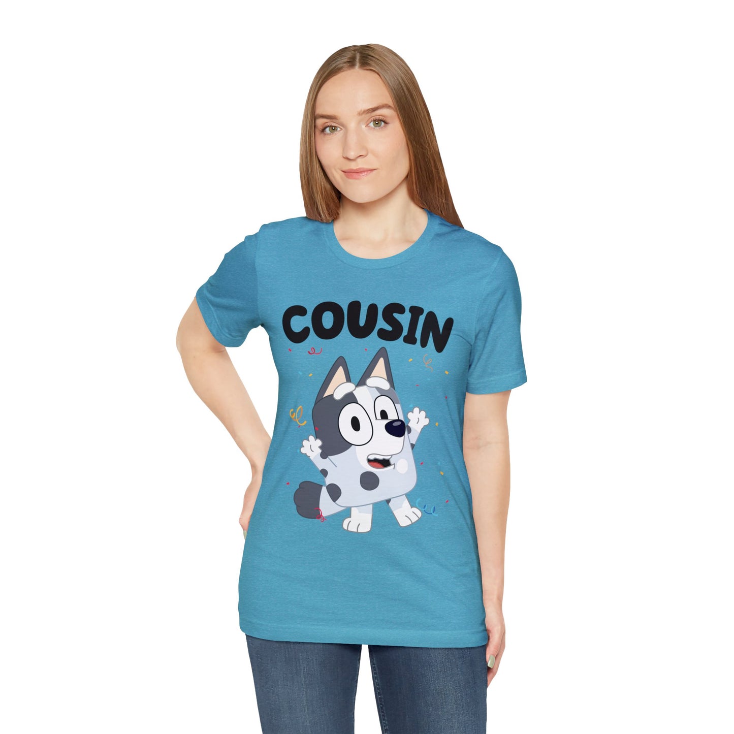 Cousin Muffin Bluey Birthday short sleeve Tshirt