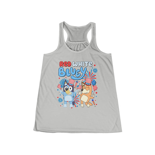 Red, White &  Bluey Women's Flowy Racerback Tank