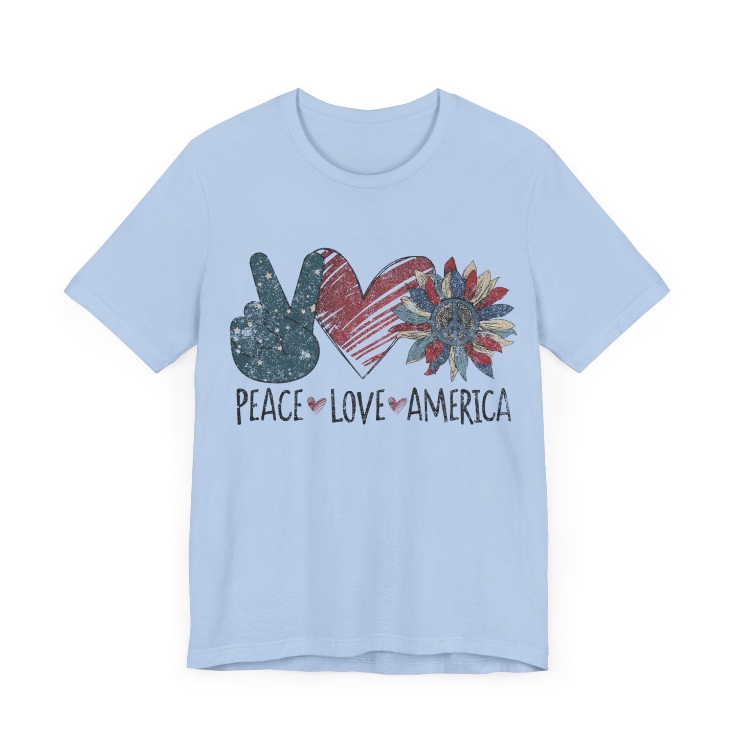 Peace Love America Jersey Short Sleeve Tee