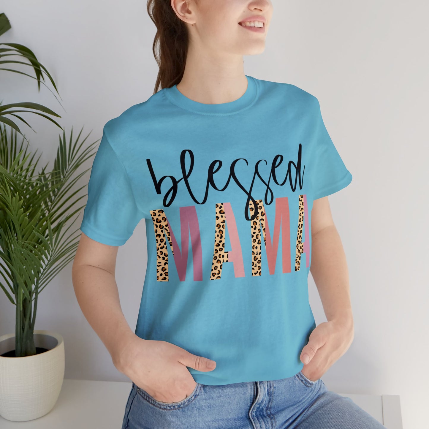 Blessed Mama Leopard print short sleeve tshirt