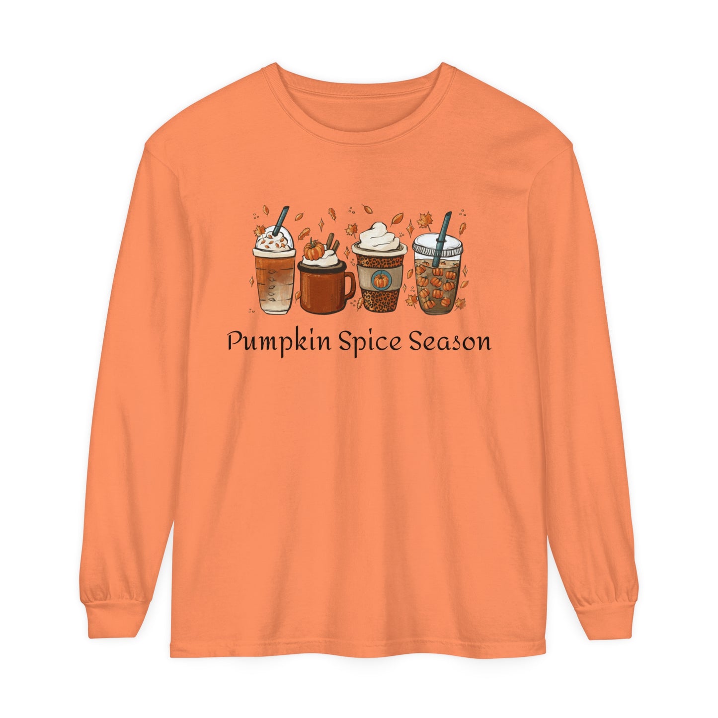 Pumpkin Spice Season Garment-dyed Long Sleeve T-Shirt