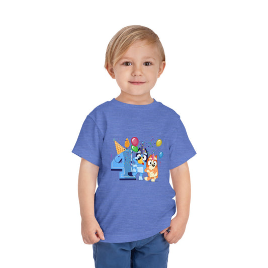 4th Birthday Toddler Short Sleeve Tee