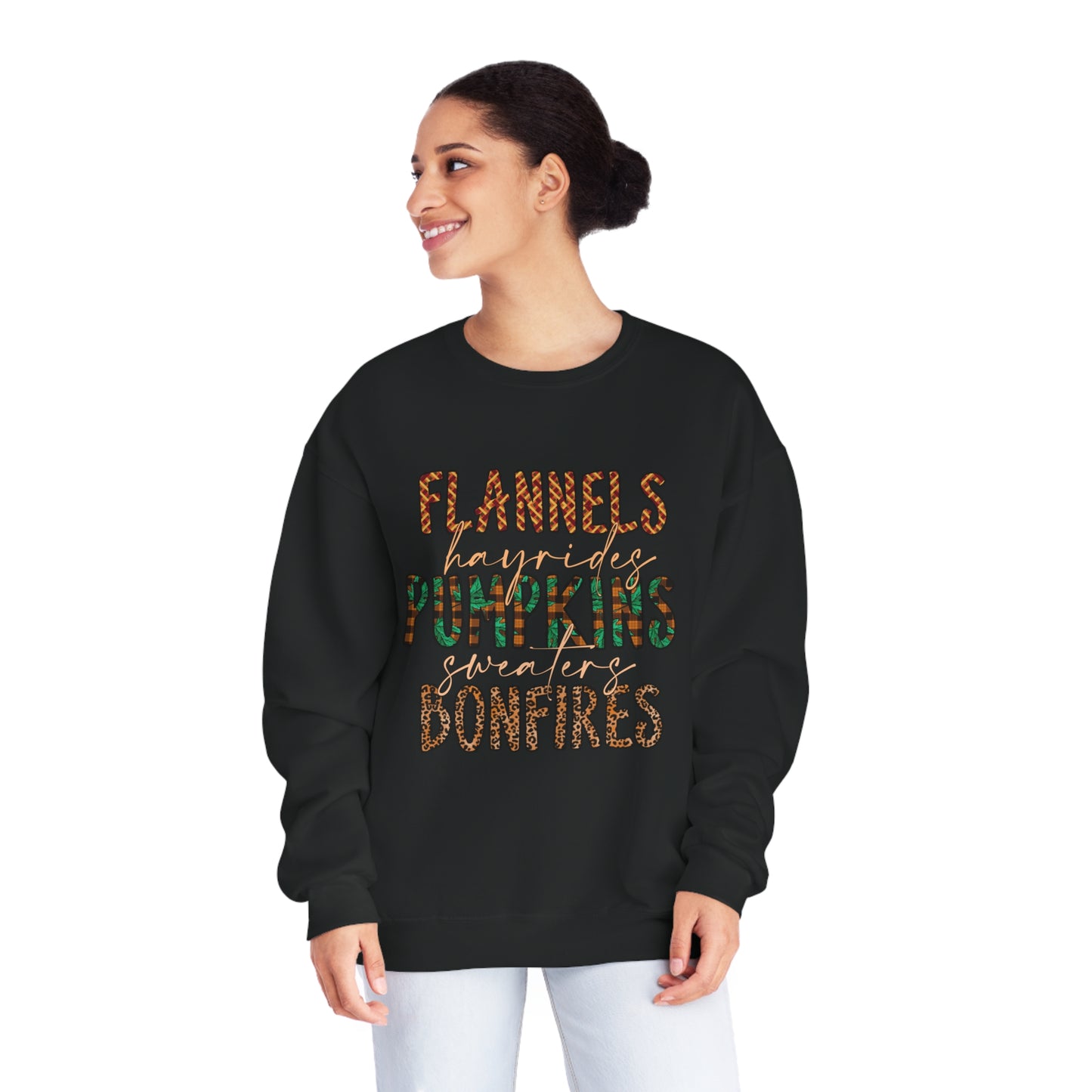 Flannels, Hayrides, Pumpkins, Sweaters, Bonfires Crewneck Sweatshirt