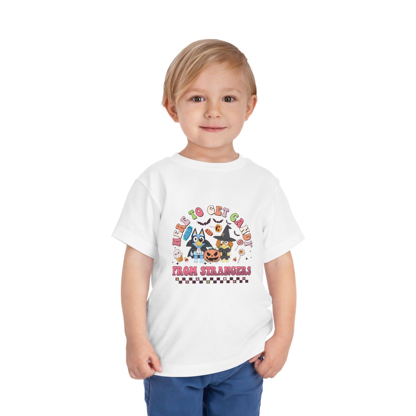 Here to get Candy from Strangers Toddler Short Sleeve Tee