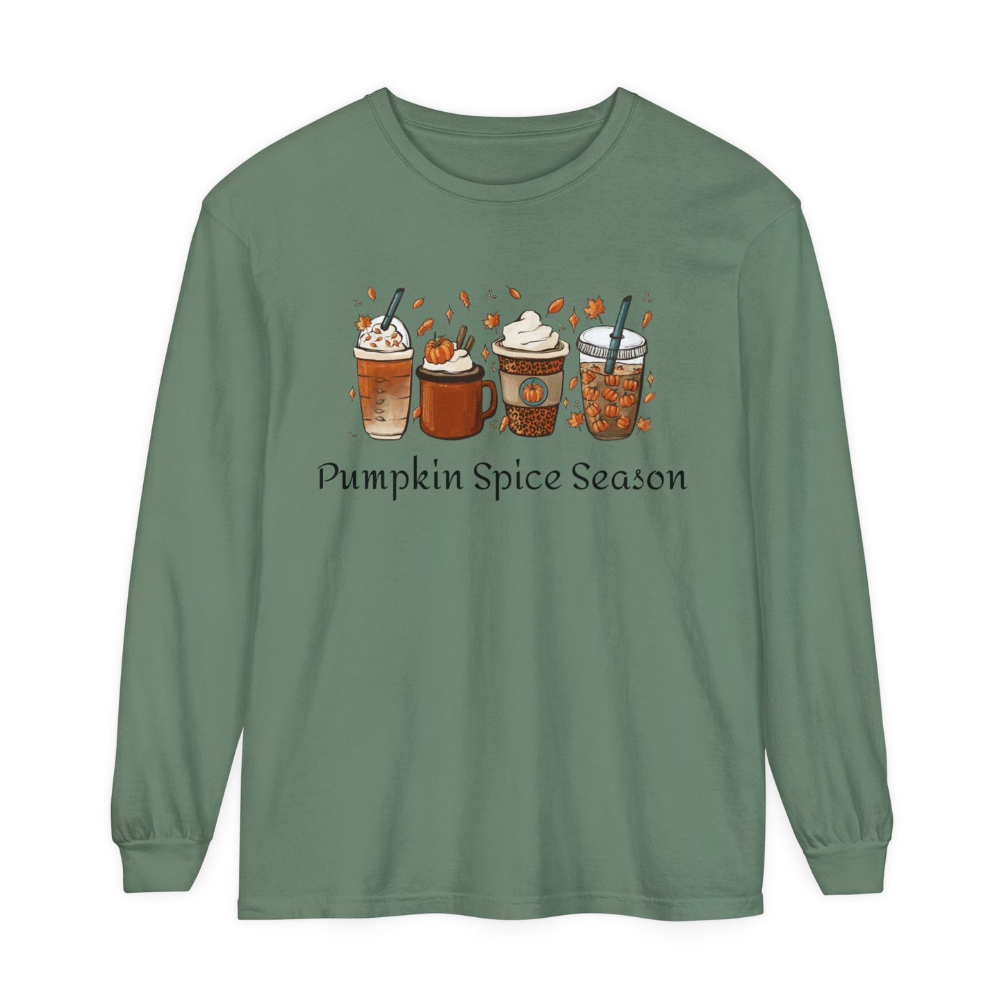 Pumpkin Spice Season Garment-dyed Long Sleeve T-Shirt