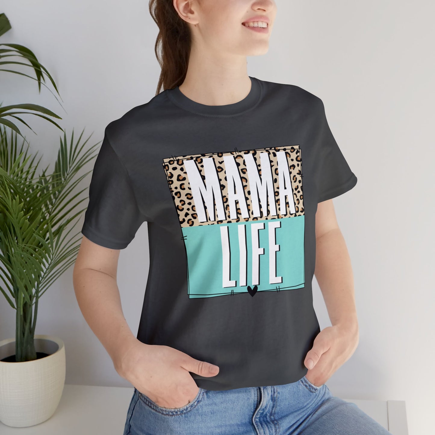 Mama life Leopard print short sleeve tshirt