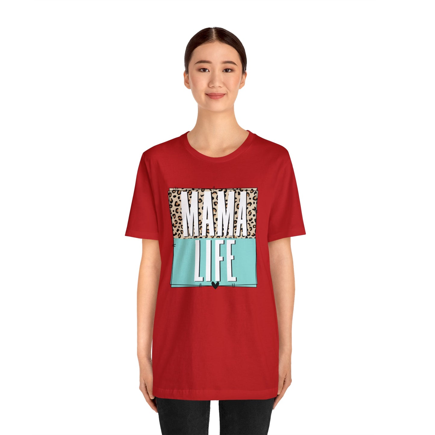 Mama life Leopard print short sleeve tshirt
