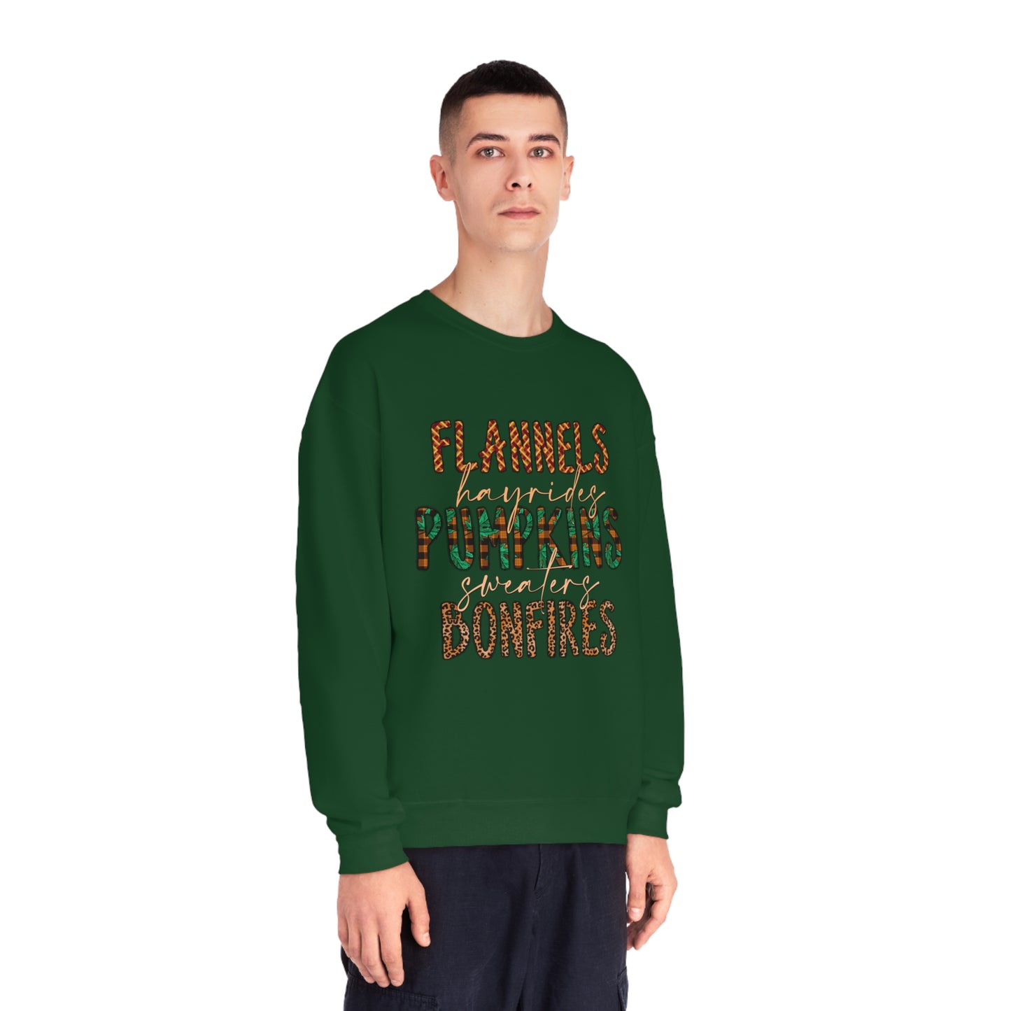 Flannels, Hayrides, Pumpkins, Sweaters, Bonfires Crewneck Sweatshirt