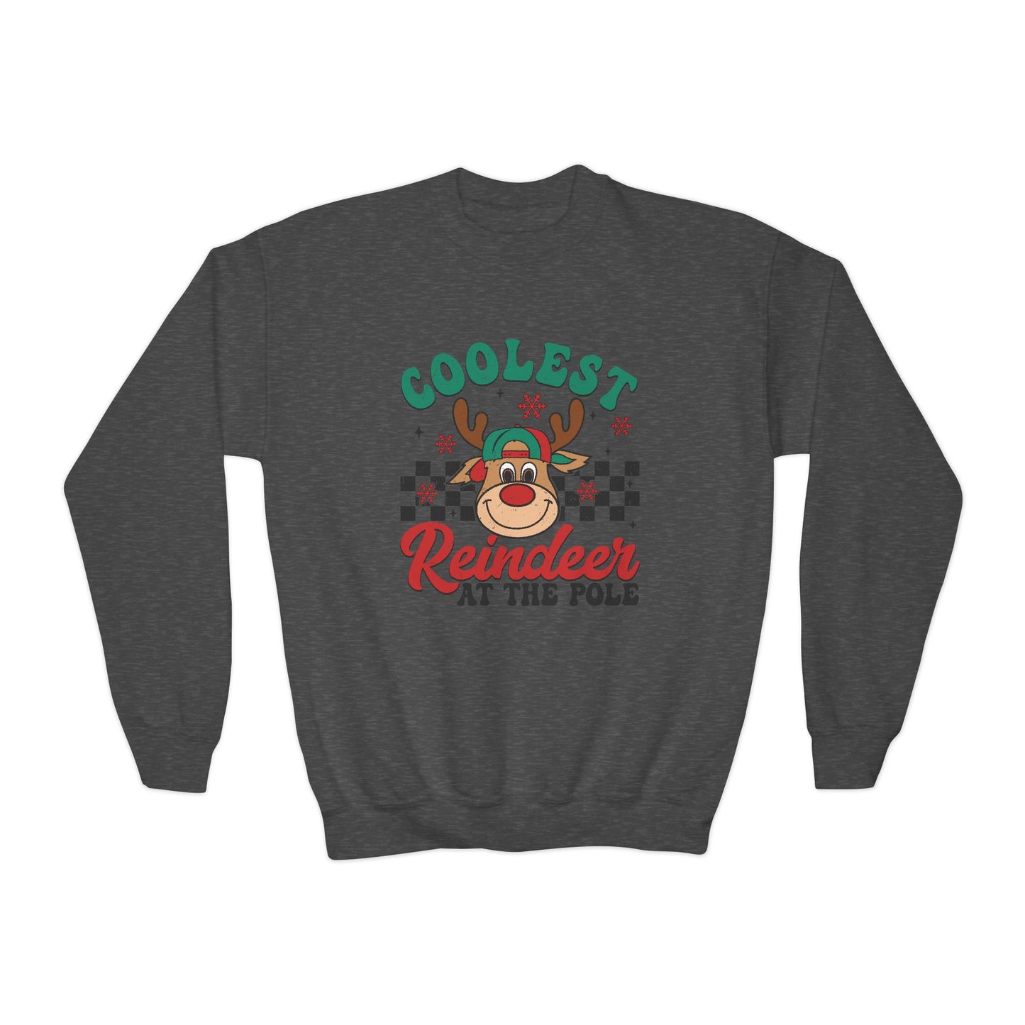 Coolest Reindeer at the Pole Youth Crewneck Sweatshirt