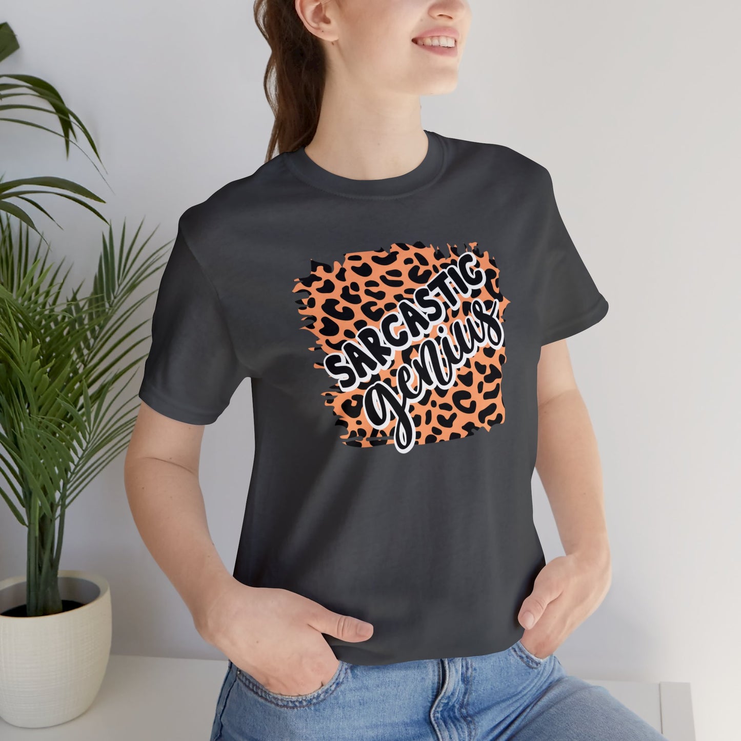 Sarcastic Genius leopard print short sleeve Tshirt