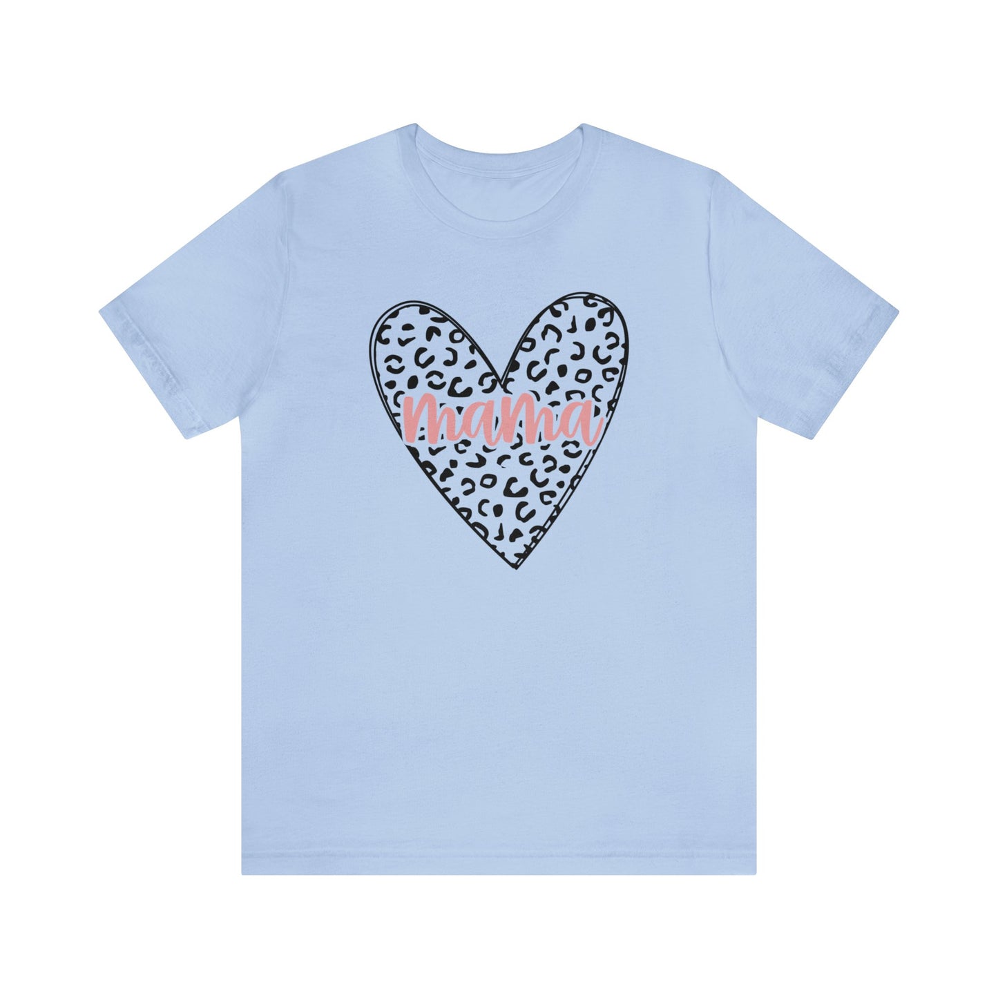 Mama Leopard print heart short sleeve tshirt